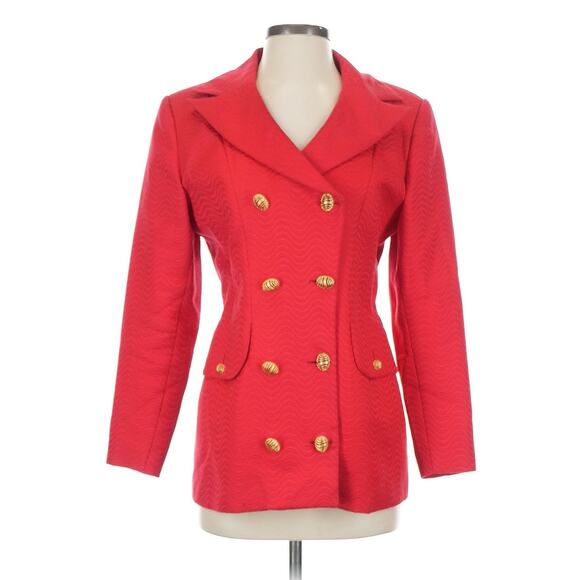 VTG Avant Premiere Red Pink Gold Buttons Wool Silk Cashmere Blazer Jacket S - Picture 1 of 3